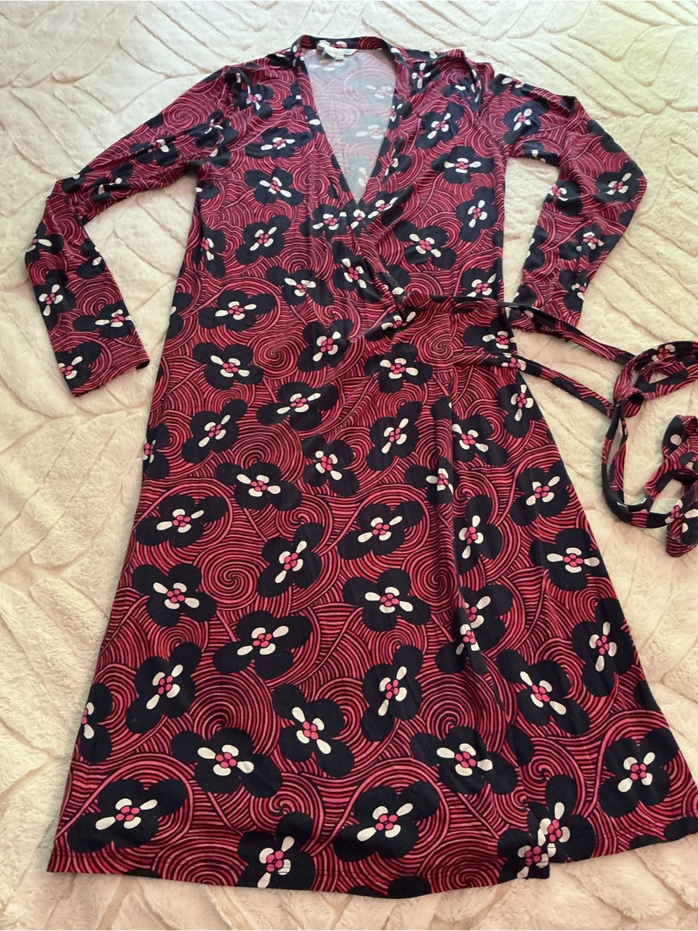 Boden Pink and Blue Floral Wrap Dress